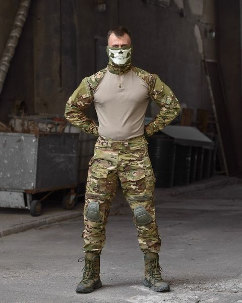 Чоловічий літній тактичний костюм мультикам із наколінниками в комплекті 86510 фото