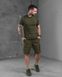 Чоловічий літній тактичний костюм олива комплект шорти та футболки 87126 фото 1