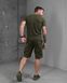 Чоловічий літній тактичний костюм олива комплект шорти та футболки 87126 фото 3