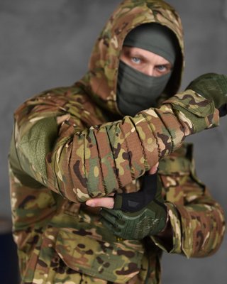 Мужской усиленный тактический костюм мультикам с наколенниками, налокотниками и подушками на плечах 83961 фото