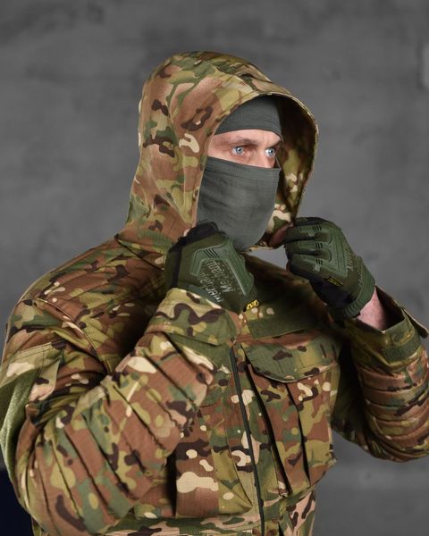 Чоловічий посилений тактичний костюм мультикам з наколінниками, налокітниками та подушками на плечах 83961 фото