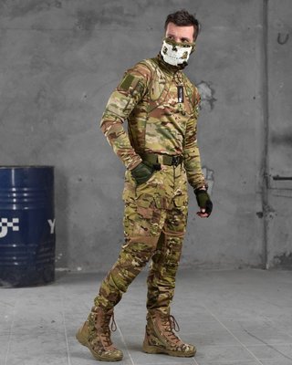 Мужской усиленный тактический костюм мультикам летний с наколенниками налокотниками и наплечниками 87182 фото