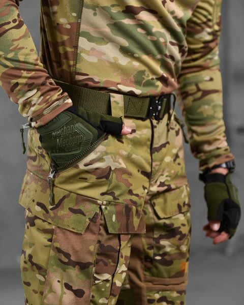 Чоловічий посилений тактичний костюм літній мультикам з наколінниками налокітниками і наплічниками 87182 фото